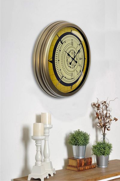 Kasva Concept Gift 40 cm Antique Metal Compass Wall Clock