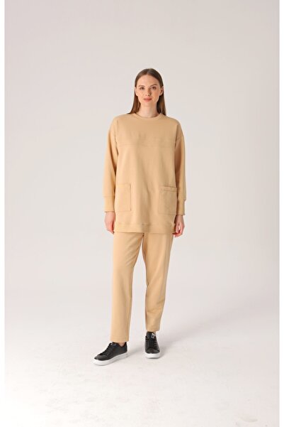 SAQA Prive Kapalı Cepli Bej Eşofman Takımı