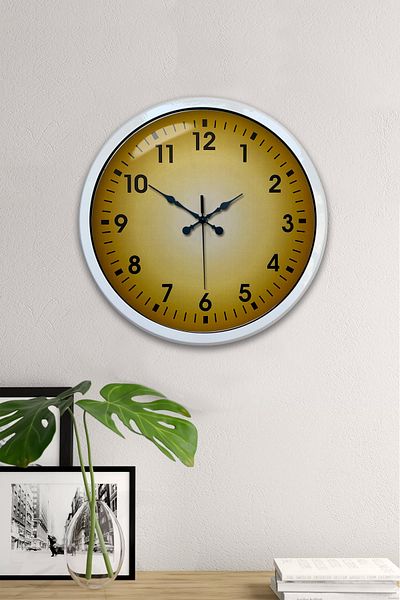 Kasva Concept Gift 40 cm White Metal Yellow Wall Clock