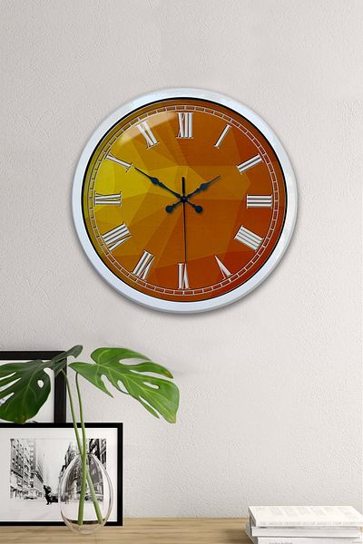 Kasva Concept 40 cm White Metal Orange Upholstery Wall Clock
