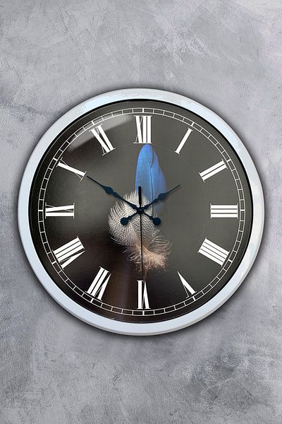 Kasva Concept Gift 40 cm White Metal Feather Wall Clock