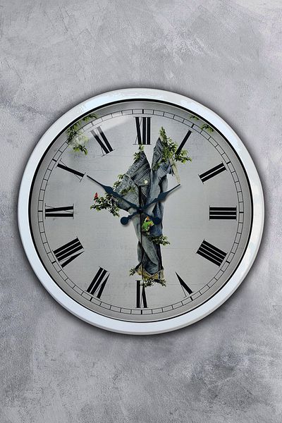 Kasva Concept Gift 40 cm White Metal Textile Wall Clock