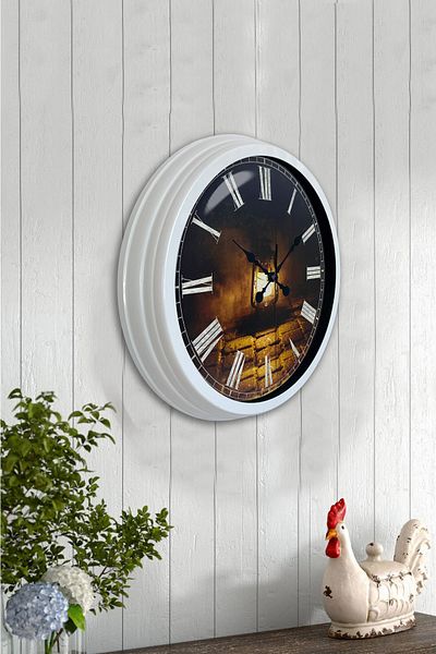 Kasva Concept Ceas de perete cu lanternă din metal alb de 40 cm cadou