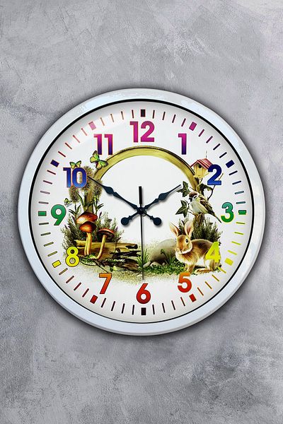 Kasva Concept 40 cm White Metal Natural Life Wall Clock