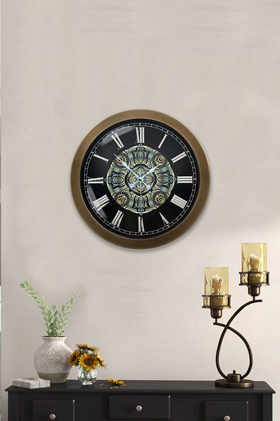 Kasva Concept Gift 36 cm Antique Metal Ottoman Pattern Wall Clock