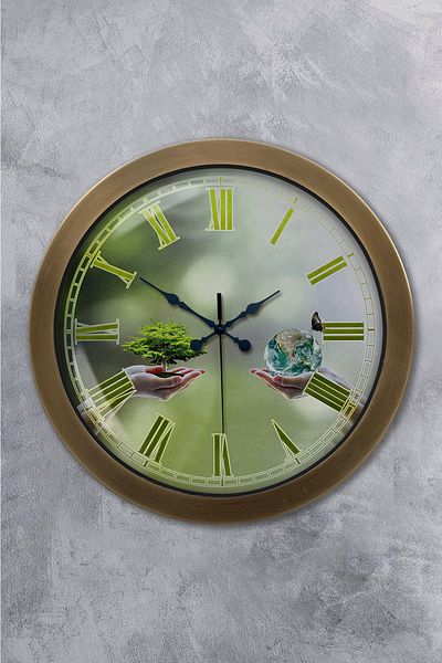 Kasva Concept Gift 36 cm Antique Metal Climate Themed Wall Clock