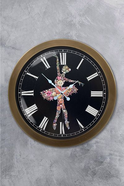 Kasva Concept Gift 36 cm Antique Metal Ballerina Wall Clock