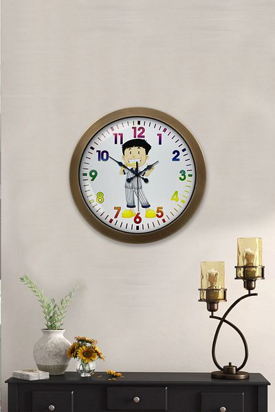 Kasva Concept Gift 36 cm Antique Metal Children's Room Wall Clock