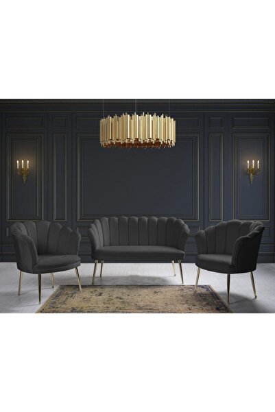 Kaseria Kurumsal Papatya Çay Seti Koltuk Takımı Metal Ayak 2+1+1