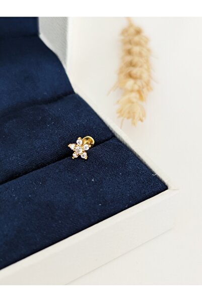 SU PERİSİ TAKI BİJUTERİ Cerrahi Çelik Zirkon Taşlı Papatya Piercing , Tragus