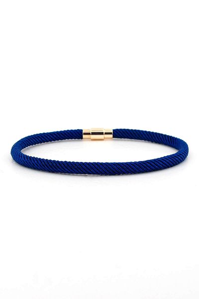 Solfera Men's Thin Navy Blue Knitted String Magnetic Clip Bracelet BT456