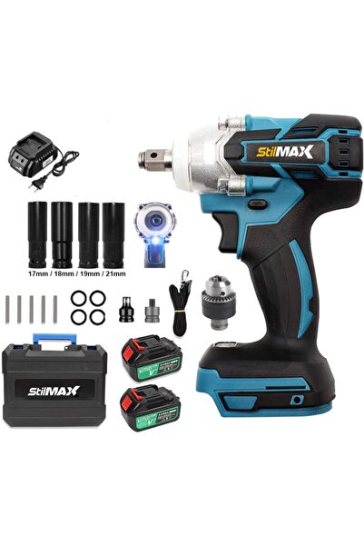 stilmax Germany Bl Motor 58v 10ah Çift Torq Somun Sıkma Sökme Bijon Matkap + Super Aksesuar Seti