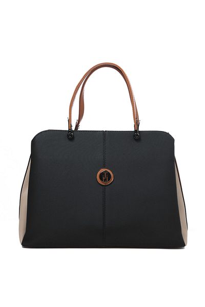TH Women's Shoulder Bag Th-yk14205 Black-dark Beige-tan