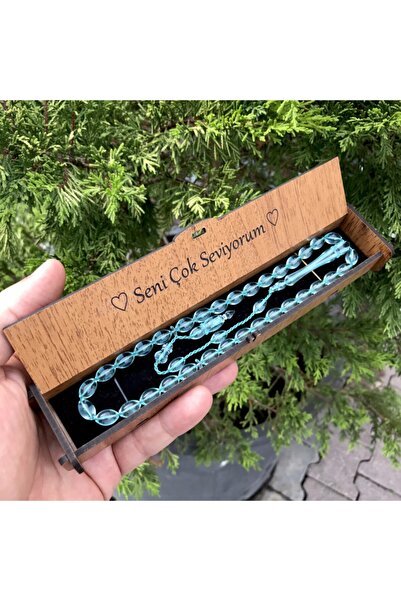 KANUNİ TESBİH Sistem verde apă cu cutie din lemn tăiată de orz Mărgele de rug...