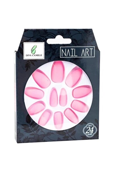 DİMAHOME ديفا كاميل 24 قطعة من الأظافر الصناعية بنمط لامع