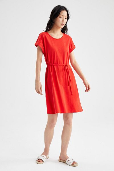 DeFacto Basic Lace Waist Summer Short Sleeve Mini Dress