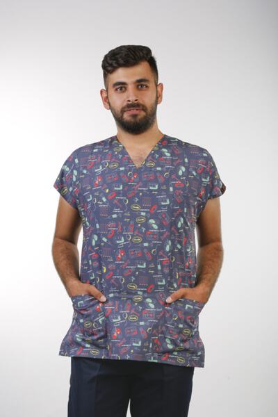 Eflex Muška majica sa jednim rukavom, sa uzorkom pluća Sa likrom i hirurškim ...