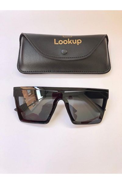 LOOKUP Lookup Unisex Large Square Rectangular Plain Snow Sunglasses Black