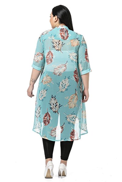 DISENTIS MODEST Πουκάμισο με μακρυμάνικο σιφόν μέντας πράσινο τουνίκ γιακά