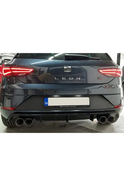 Genel Markalar Seat Leon Mk3.5 Custom Difüzör P Black 2017+ Sağ Sol Çiftli Çıkış Plastik