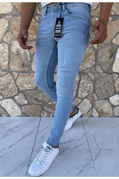 çerme Blugi pentru bărbați Remix Skinny Fit Lycra Ice Blue Nails