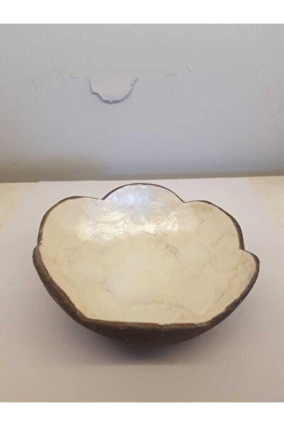SS Design Coconut Gerçek Hindistan Cevizi Kabuğu Sedef Kaplamalı Ikram Tabağı