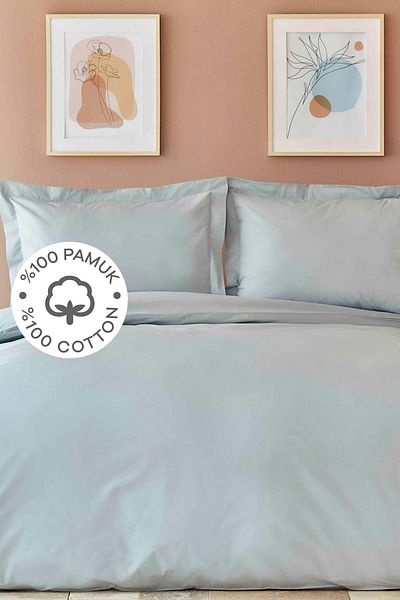 Karaca Home Înapoi la Basic Set cuvertură de pilota, 100% bumbac, albastru