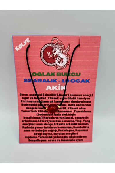 GÜMÜŞTEL EL SANATLARI Sertifikalı Oğlak Burcu Turuncu Akik Taşı Doğal Taş Kolye
