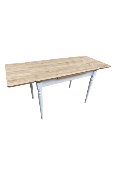 Evim-E Aksesuar 70x110 Yanlardan Açılır Smart Masa(MEŞE BEYAZ) Ahşap Ayaklı