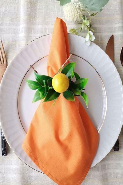 Emtory Home Authentic Lemon Napkin Rings with 6 Straw Rings