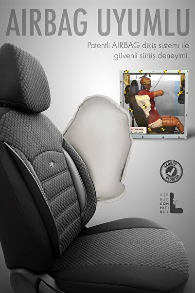 Otom Oto Koltuk Kılıfı Ortopedik Pamuklu Kumaş Siyah - Sport Plus