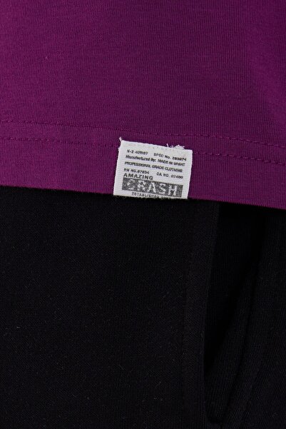 AMAZING CRASH Fuchsia Basic Men's Crew Neck Slim Fit Short Sleeve T-shirt