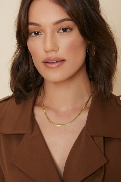 Bluem Women's Italian Flat Chain Necklace - Imported Non-Tarnish Steel Chain Necklace