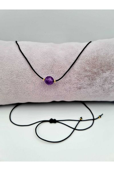 GÜMÜŞTEL EL SANATLARI Certified Crab Zodiac Amethyst Stone Natural Stone Necklace