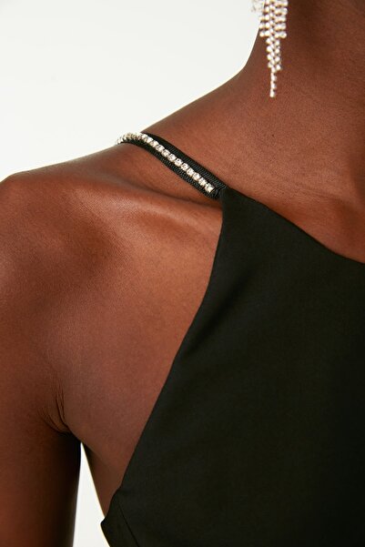 Trendyol Collection Salopetă neagră cu curea de piatră cu talie TPRSS21TU0132