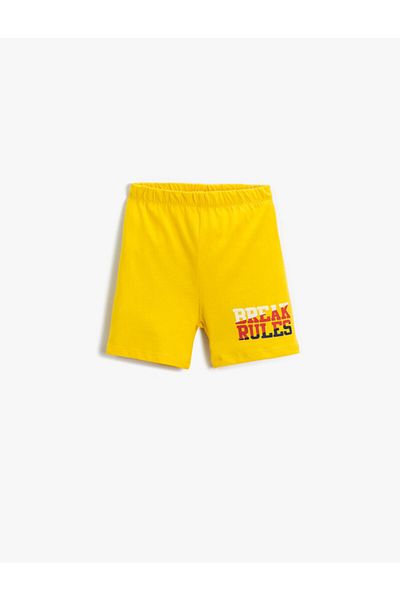 Koton Slogan Printed Shorts Cotton
