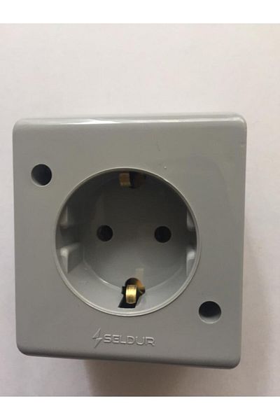 SELDUR Wet Floor Grounded Socket [ Gray Color]