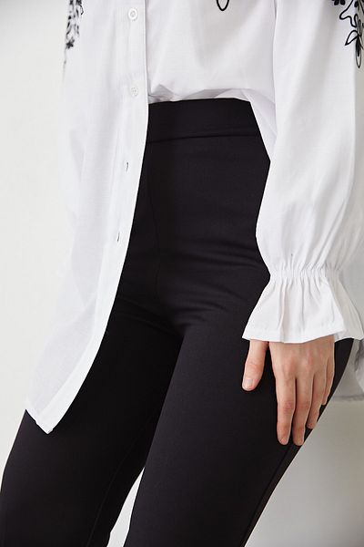 benguen Látkové kalhoty Black Flared Leg 206
