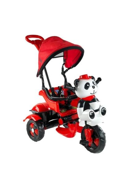 BabyHope 127 Little Panda Ebeveyn Kontrollü Tenteli Müzikli Tricycle Üç Teker Bisiklet - Kırmızı Siy