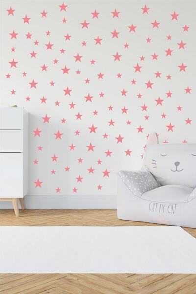 Biz Dijital Star Sticker, Baby Room Star Sticker, Star Wall Sticker Pink