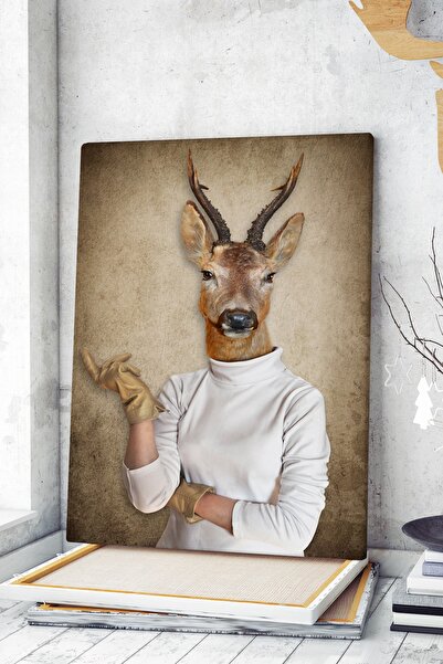 KanvasSepeti Koncept ljudske odjeće sa temom jelena, promena, apstraktna slik...