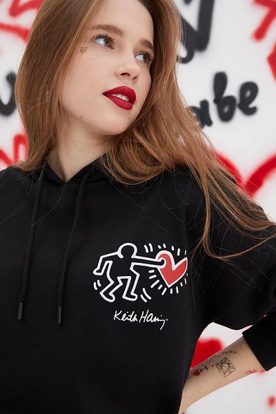 DeFacto Keith Haring Oversize Fit суичър с качулка