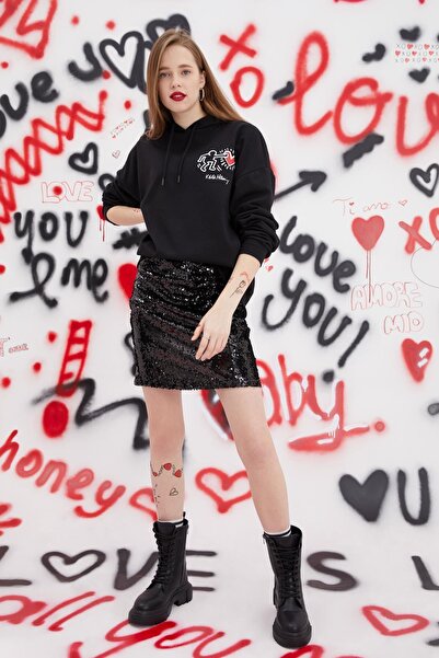 DeFacto Keith Haring Oversize Fit Kapüşonlu Sweatshirt