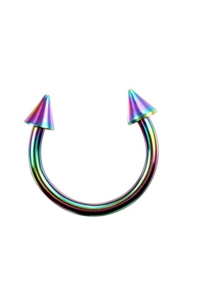 MAZEN 316l Çelik Tragus Kıkırdak Yarım Halka Sivri Nal Spike Piercing 6 Mm Neon Renk (MİNİK BOY)