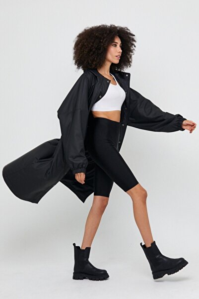 STB Gaddar Yağmurluk ,raincoat Oversize Tasarım Kapüşonlu Yumuşak Suni Deri , Fermuarlı Ve Çıtçıtlı