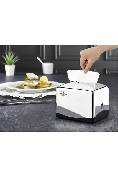 Rulopak R-1332 Tekçek Modern Mini Desktop Napkin Dispenser Chrome Plated