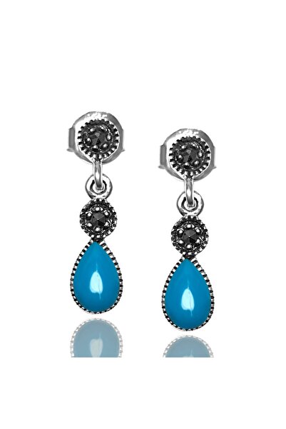 Midyat Nurtaş Gümüş Firuze ve Markazit Taşlı 925 Ayar Gümüş Küpe MNG201012432