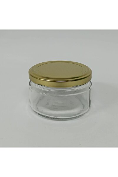 Alev Ticaret 230 Cc. Reçel Kavanozu - Cam Kavanoz - Altın Kapaklı - 10 Lu Paket