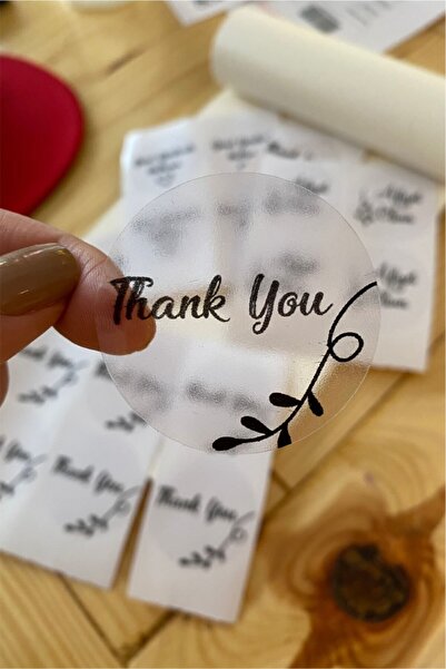 Spacepiks Autocolant transparent Mulțumesc - 60 bucăți cu diametrul de 3 cm