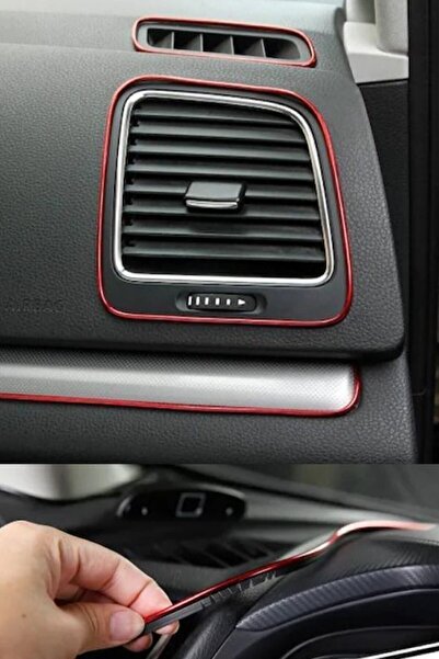 Z Tech Kırmızı Trim Fitilli Yeni Nesil Araç Içi Şerit Mat Balık Sırtı